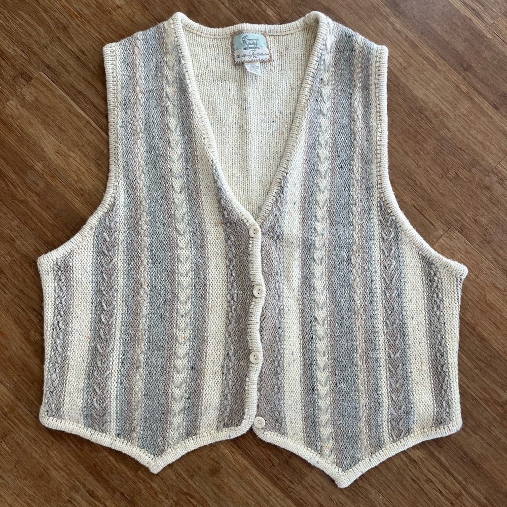 The Alpine Collection Striped Wool Blend Sweater Vest, Sz XL